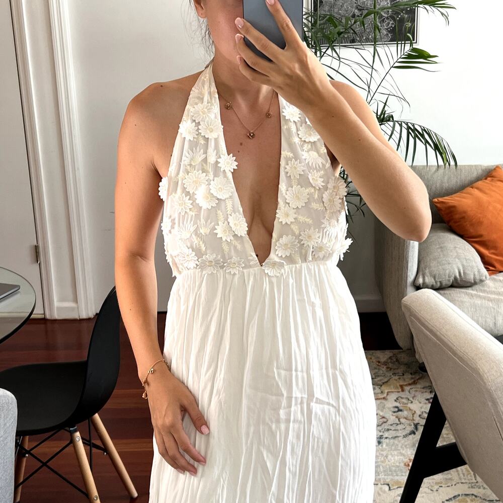 For Love and Lemon White Isabella Halter Maxi Dress size XS - Picture 3 of 9